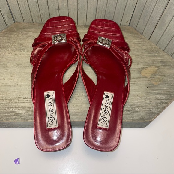 New Brighton Red Leather Kayla Sandals Made in Italy 9.5M - Picture 4 of 7